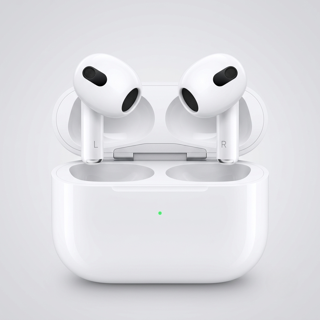 Audífonos VIDVIE BT8001 inalámbricos semi-in-ear blancos con estuche de carga abierto