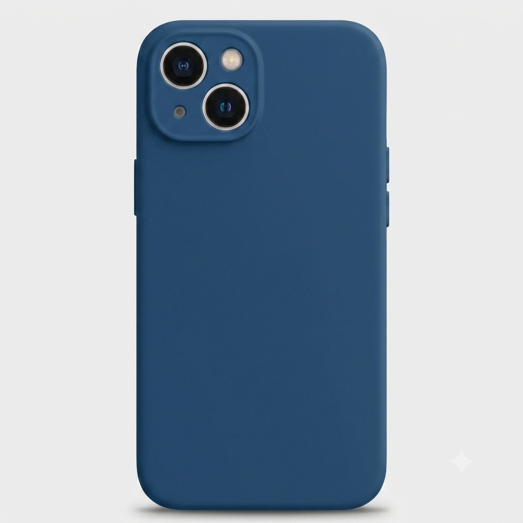 Carcasa de silicona color Azul para iPhone 14 con protector de cámara - BUBLIX