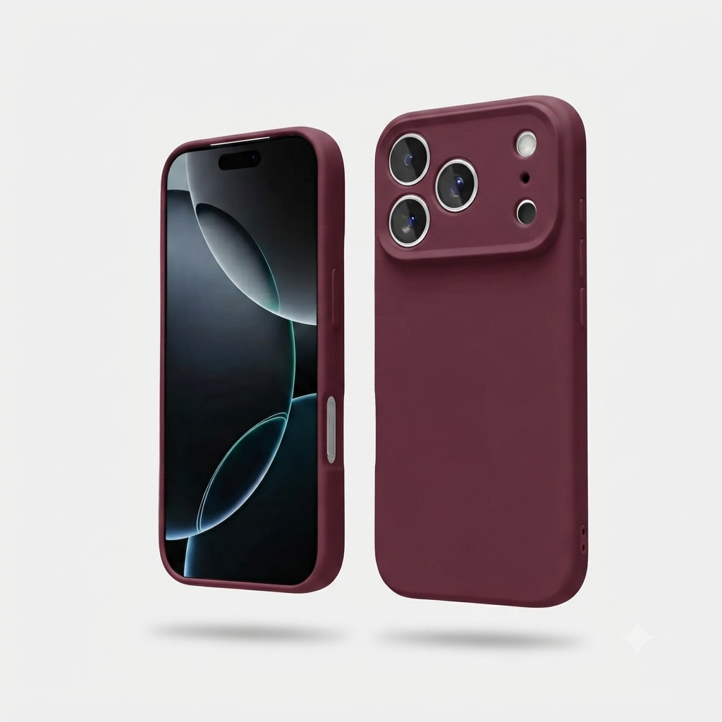 Carcasa de silicona color Burdeo para iPhone 17 Pro, vista alternativa - BUBLIX