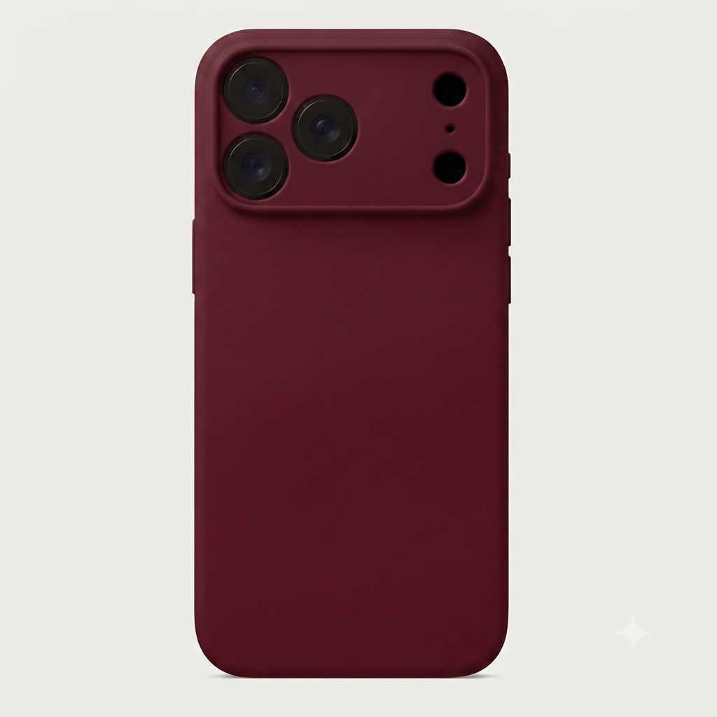 Carcasa de silicona color Burdeo para iPhone 17 Pro con protector de cámara - BUBLIX