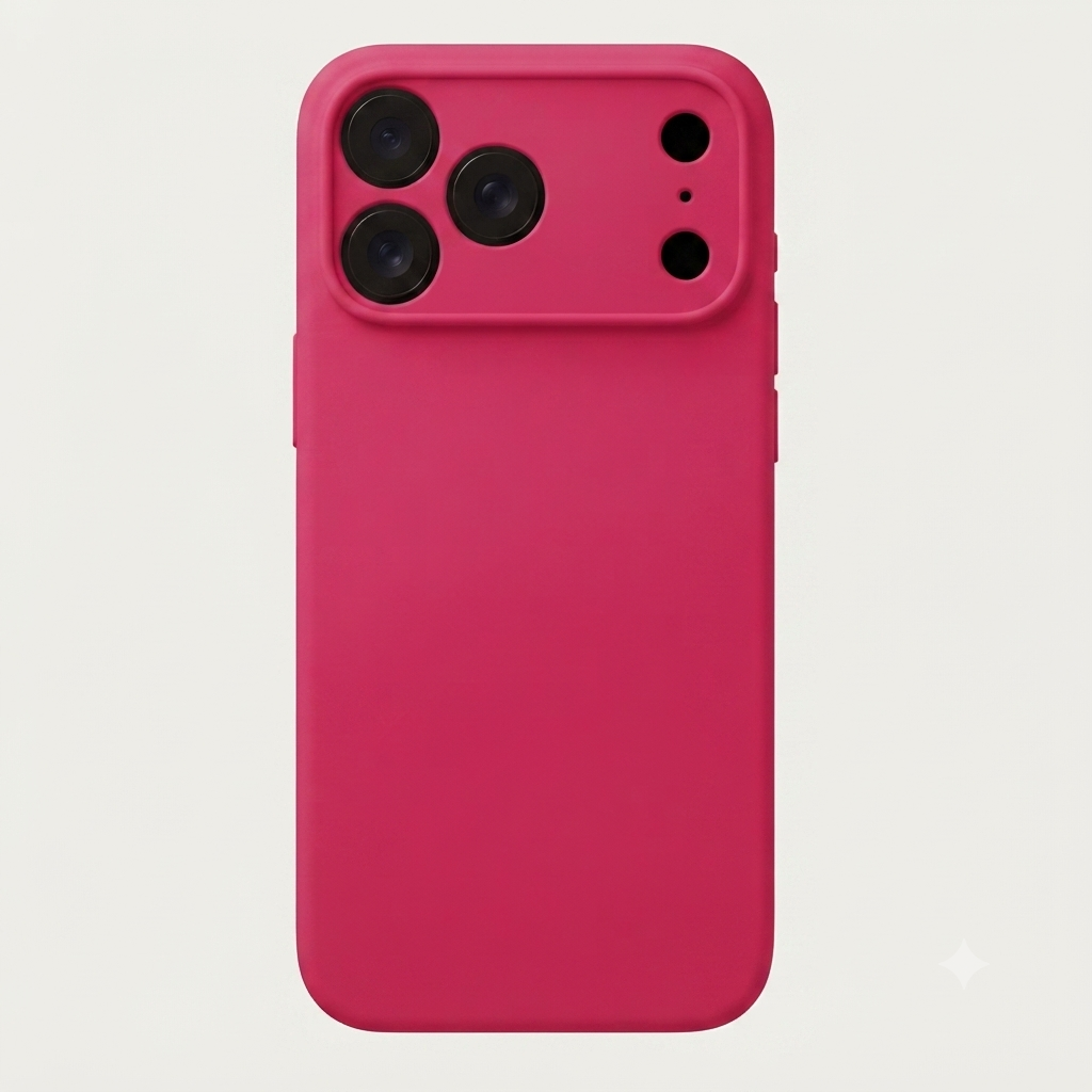 Carcasa de silicona color Fucsia para iPhone 17 Pro Max con protector de cámara - BUBLIX