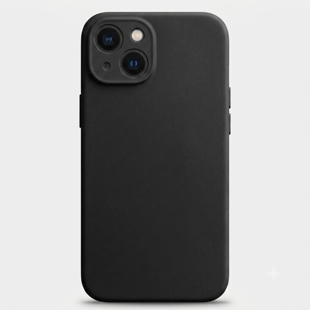 Carcasa de silicona color Negro para iPhone 14 con protector de cámara - BUBLIX