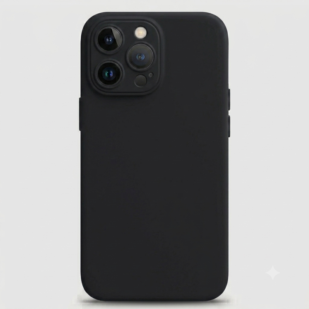 Carcasa de silicona color Negro para iPhone 16 Pro Max con protector de cámara - BUBLIX