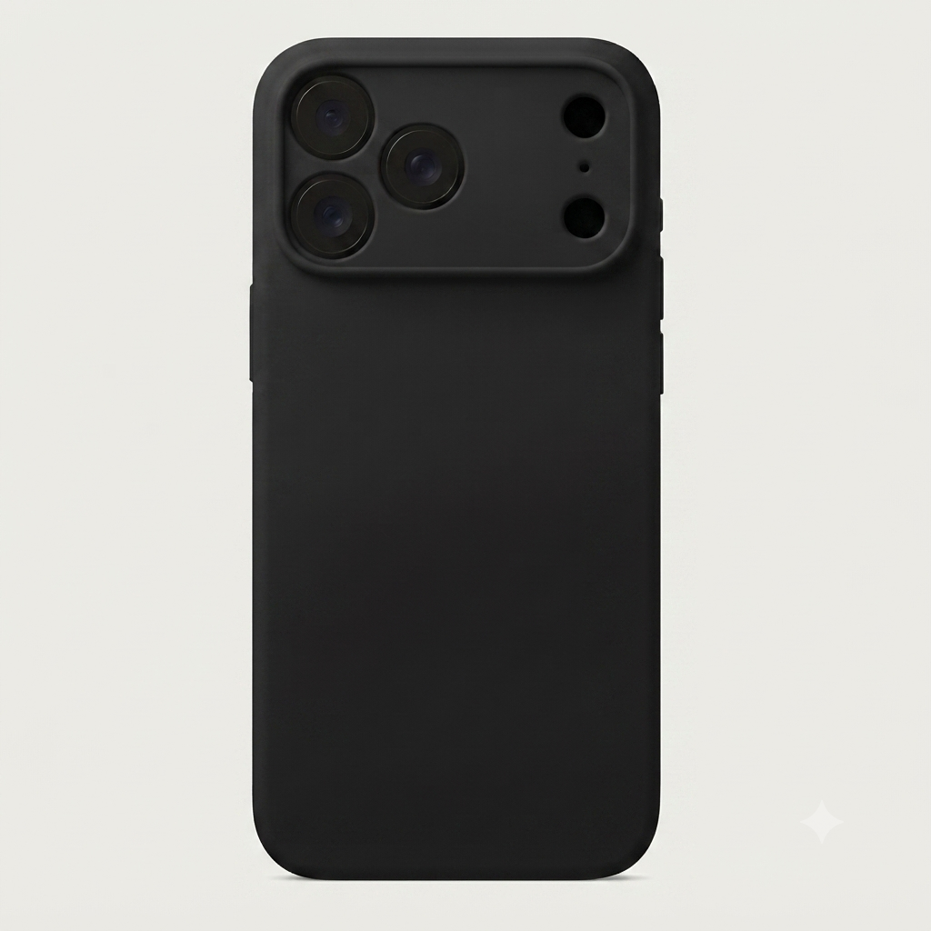 Carcasa de silicona color Negro para iPhone 17 Pro Max con protector de cámara - BUBLIX