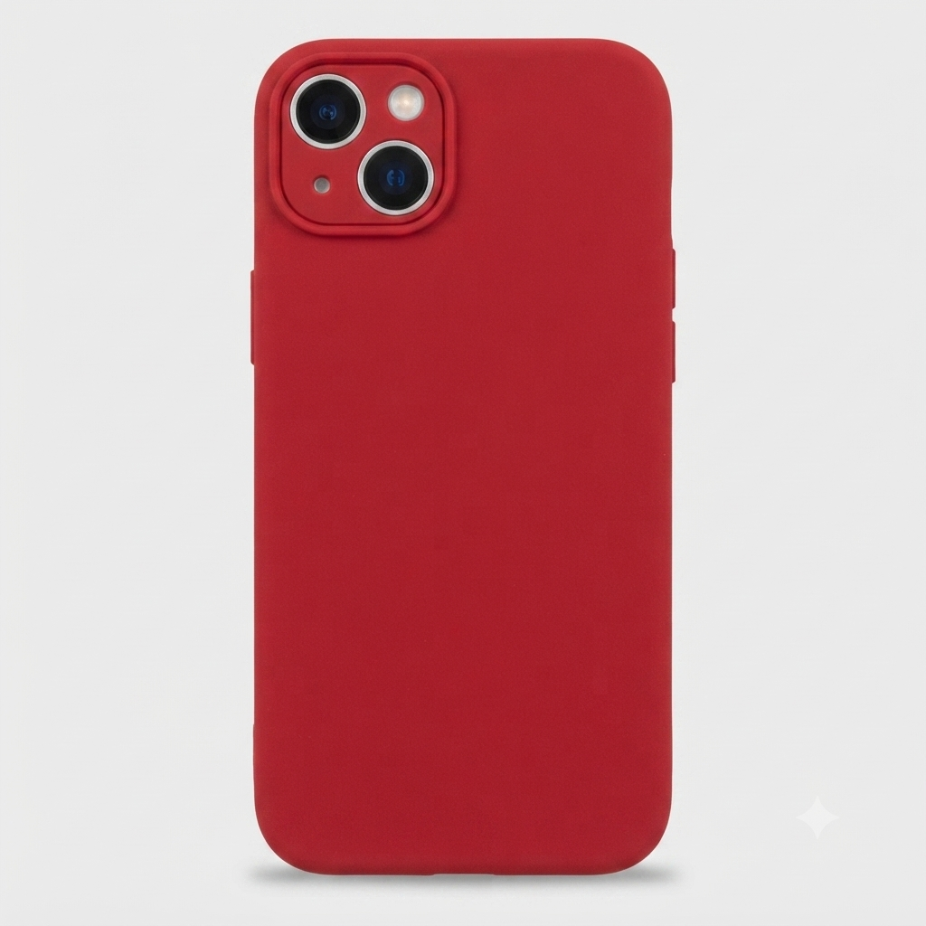 Carcasa de silicona color Rojo para iPhone 15 con protector de cámara - BUBLIX