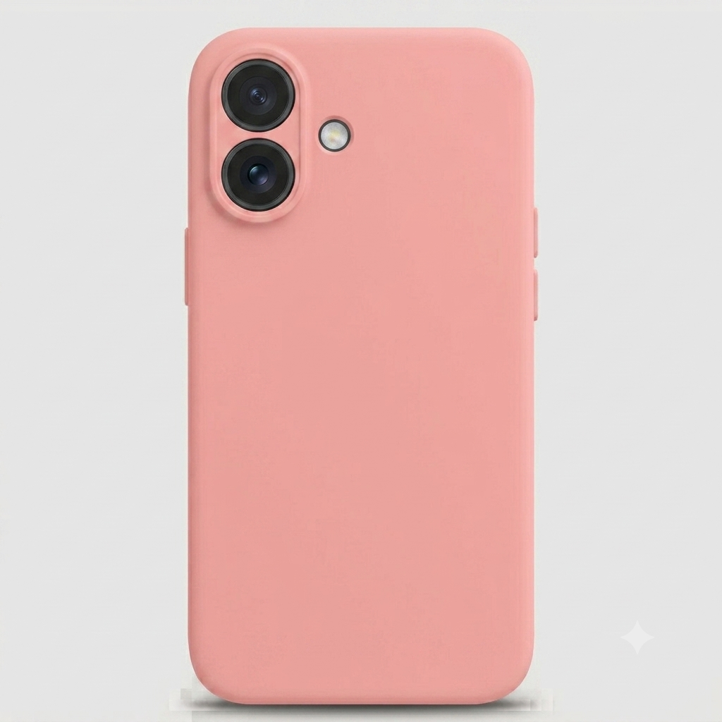 Carcasa de silicona color Rosa para iPhone 17 con protector de cámara - BUBLIX