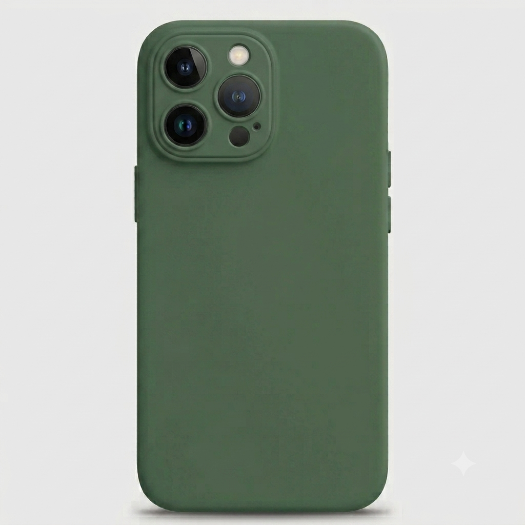 Carcasa de silicona color Verde Oliva para iPhone 16 Pro Max con protector de cámara - BUBLIX