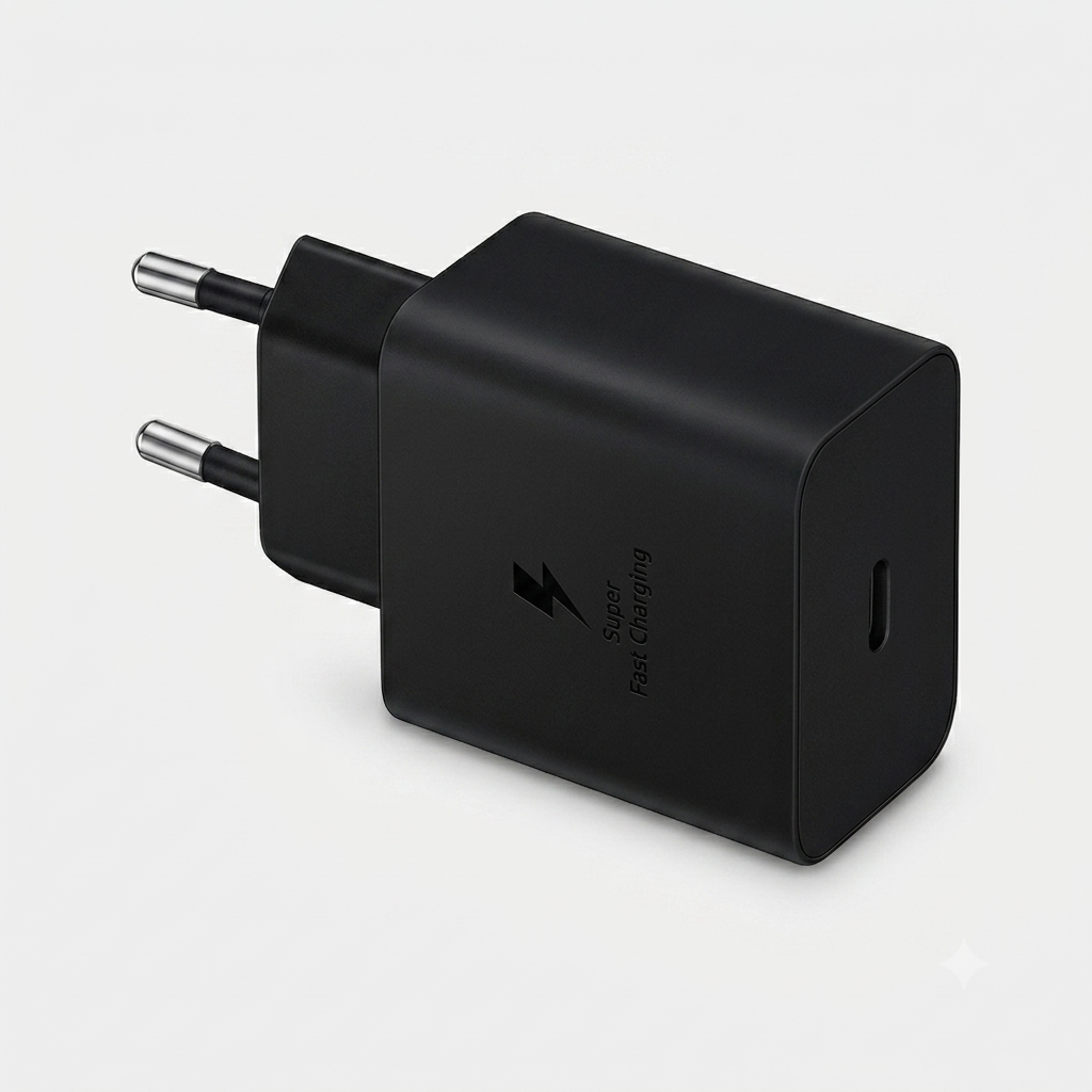 Cargador de pared USB-C 45W BlueSpectrum, vista lateral con enchufe